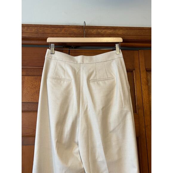 NWT Ann Taylor Women's Pleated Slim Straight Pants Heathered Flannel Oatmeal 0 - Picture 9 of 13